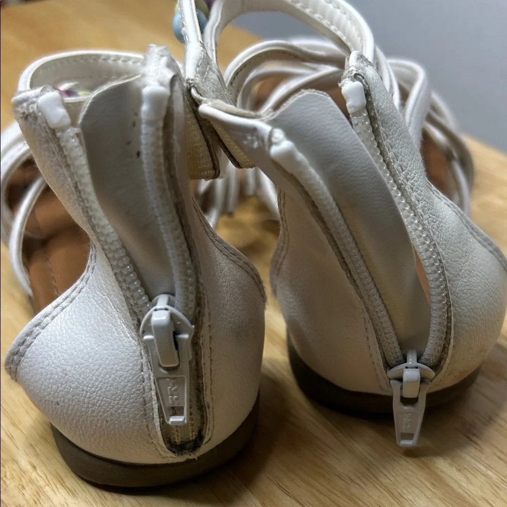 Place White Sandals with Pastel Beads